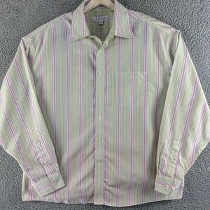 Enro‎ Dress Shirt Mens XXL Green Purple Non Iron Business Casual Office Wedding
